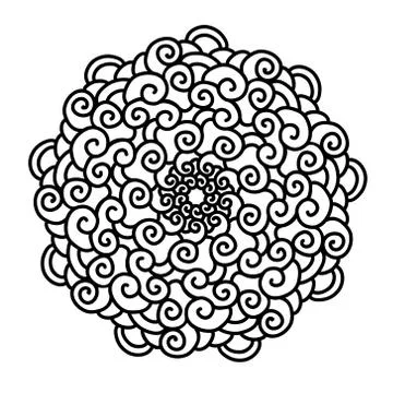 Hand drawn curl Mandala isolated on white background Stock Illustration