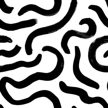 Hand drawn curly lines vector seamless pattern. Stock Illustration