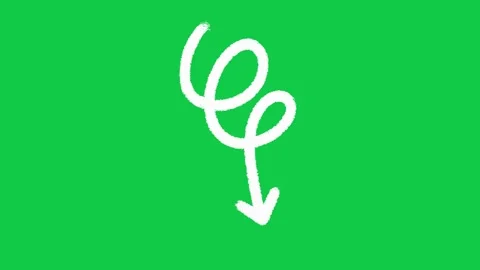 Hand Drawn Curve Arrow 2D Animation on Green Screen Видео 336578765