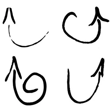 Hand drawn curve arrow set Stock Illustration