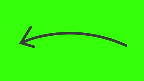  Hand drawn curved arrow animation on green screen, black pointer direction over Stock Footage 341603376