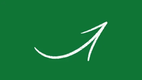 Hand-Drawn Curved Arrow Direction 2D Animation on Green Screen Видео 334609028