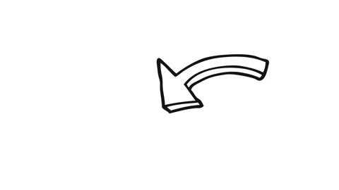 Hand drawn curved arrow pointing down and left isolated on white background. Stock Footage 340022725