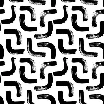 Hand drawn curved lines vector seamless pattern. Stock Illustration
