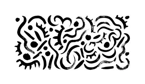 Hand drawn curved scribble lines vector set. Stock Illustration