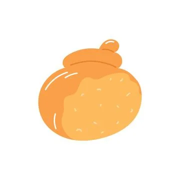 Hand drawn cut croissant. Flat vector illustration of pastry, bakery product, Stock Illustration