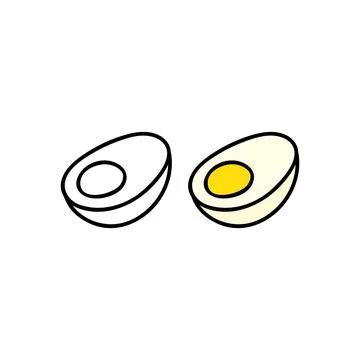 Hand drawn cut in half boiled egg. Stock Illustration