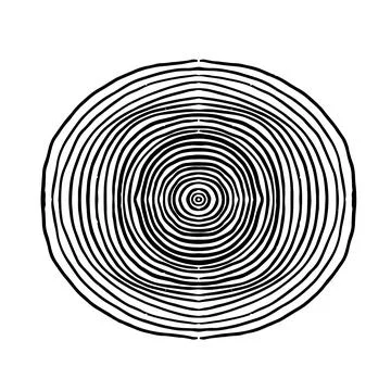 Hand drawn cut tree trunkin doodle style. Texture circular piece of wood cros Stock Illustration