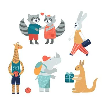 Hand drawn cute animals 2 Stock Illustration