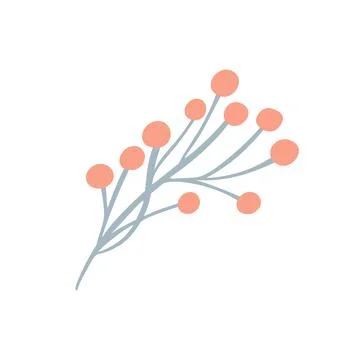 Hand drawn cute Berries vector illustration. autumn red fruit branch. Isolate Stock Illustration