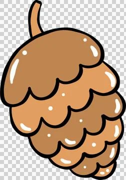 Hand Drawn of a cute Brown Pine Cone Stock Illustration