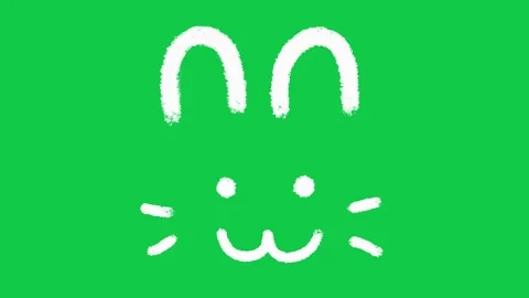 Hand Drawn Cute Bunny Face Outline Animation on Green Screen Overlay Stock-Footage 336578732