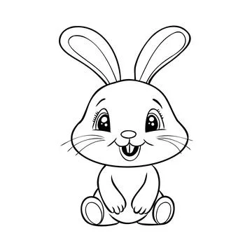 Hand drawn Cute Bunny vector illustration. print design rabbit, children prin Stock Illustration