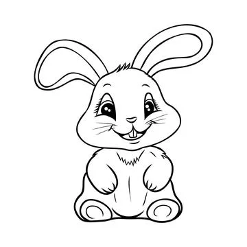 Hand drawn Cute Bunny vector illustration. print design rabbit, children prin Stock Illustration