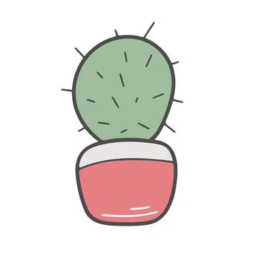 Hand drawn cute cactus in pot clip art イラスト素材