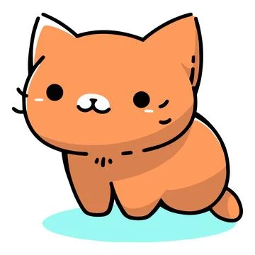 Hand Drawn cute cat in doodle style Stock Illustration