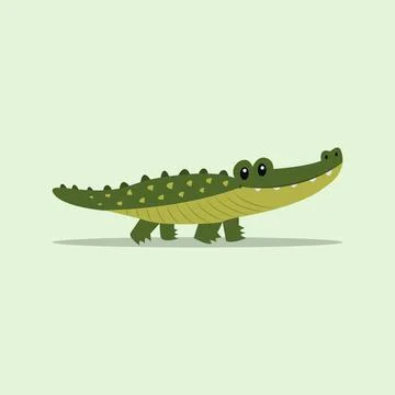 Hand Drawn Cute Crocodile in Flat Illustration Stock Illustration