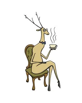Hand drawn cute deer Stock Illustration