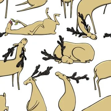 Hand drawn cute deer Stock Illustration