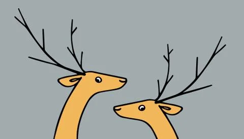 Hand drawn cute deers Illustrazione stock