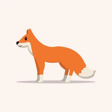Hand Drawn Cute Fox Flat Illustration Stock Illustration
