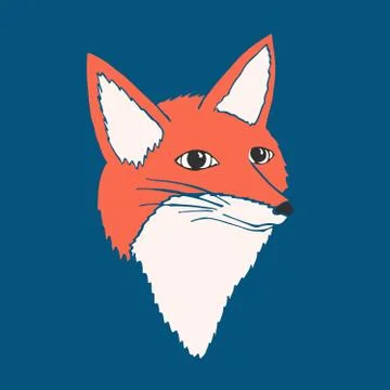 Hand drawn cute fox. Isolated vector illustration Stock Illustration