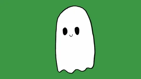 Hand-Drawn Cute Ghost with Heart Animation on Green Screen Video stock 318410111