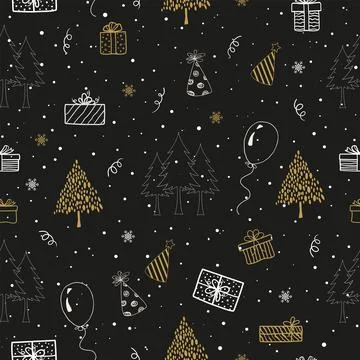 Hand drawn cute gift box seamless pattern for Christmas,New year,fabric,texti Stock Illustration