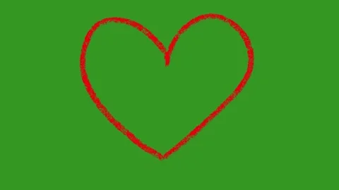 Hand Drawn Cute Heart Animation on Green Screen | Romantic Love Hearts 2D Stock-Footage 328469659