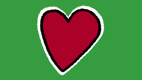 Hand Drawn Cute Heart Animation on Green Screen Stock-Footage 328469693