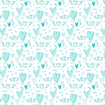 Hand drawn cute heart pattern background. Vector Illustration. Stock Illustration