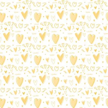 Hand drawn cute heart pattern background. Vector Illustration. Stock Illustration
