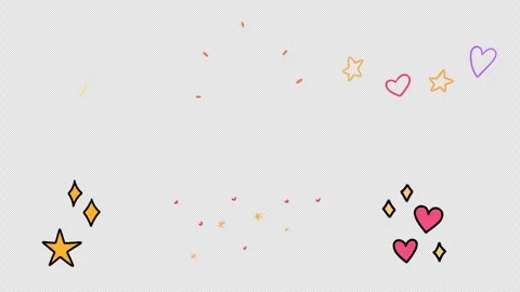 Hand Drawn Cute Hearts and Sparkling Stars Overlay 2D Doodle Motion Graphics Stock Footage 346470285