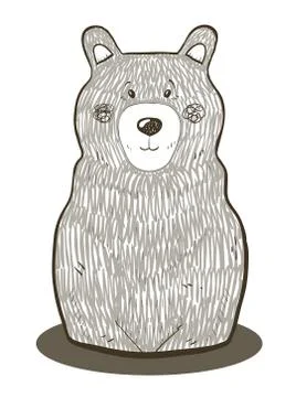Hand drawn cute isolated bear vector illustration Stock Illustration