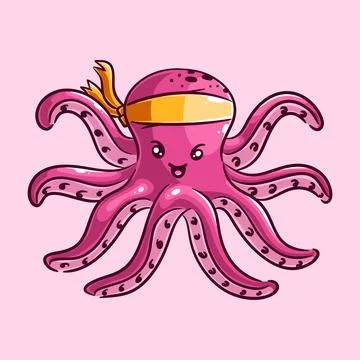 Hand drawn cute octopus design Stock Illustration