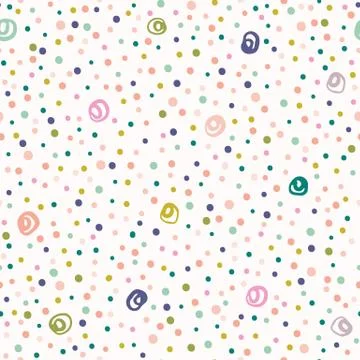 Hand drawn cute polka dot confetti pattern. Summer vector seamless background Stockillustratie