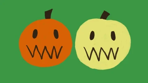 Hand-Drawn Cute Pumpkin Doodle Animation on Green Screen Video stock 318410126