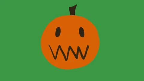 Hand-Drawn Cute Pumpkin Doodle Animation on Green Screen Video stock 318410136