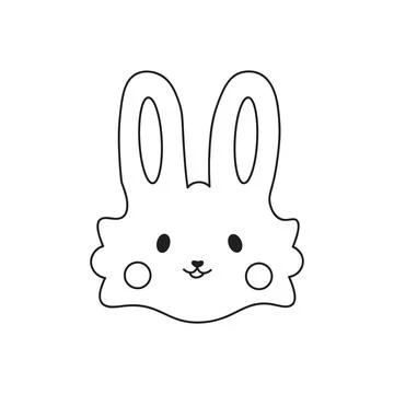 Hand drawn cute rabbit face Stock Illustration