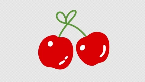 Hand Drawn Cute Red Cherries Fruit Animation with Transparent Background Vidéo 340531663
