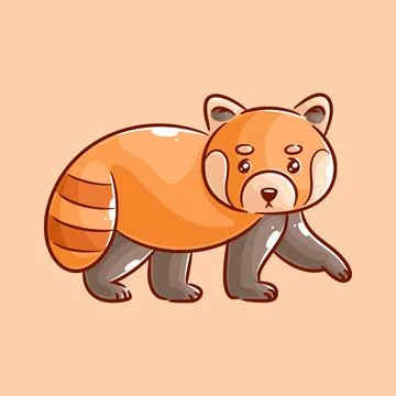 Hand drawn cute red panda design Stock Illustration
