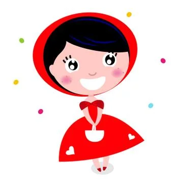 Hand-drawn Cute Red riding Hood, character Illustrazione stock