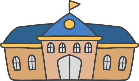 Hand Drawn cute school building illustration Ilustración de archivo
