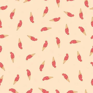 Hand-drawn Cute seamless pattern with ice cream. Can be used for wrapping paper Stock Illustration