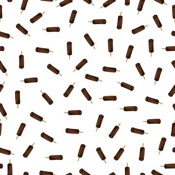 Hand-drawn Cute seamless pattern with ice cream. Can be used for wrapping paper Stock Illustration