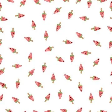 Hand-drawn Cute seamless pattern with ice cream. Can be used for wrapping paper Stock Illustration