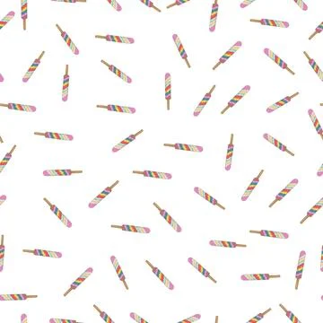 Hand-drawn Cute seamless pattern with ice cream. Can be used for wrapping paper Stock Illustration