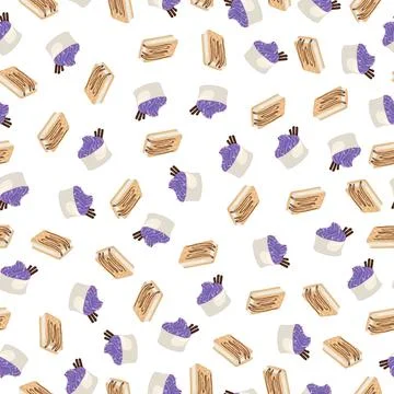 Hand-drawn Cute seamless pattern with ice cream. Can be used for wrapping paper Stock Illustration