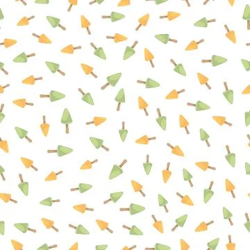 Hand-drawn Cute seamless pattern with ice cream. Can be used for wrapping paper Stock Illustration