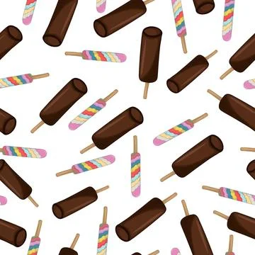 Hand-drawn Cute seamless pattern with ice cream. Can be used for wrapping paper Stock Illustration